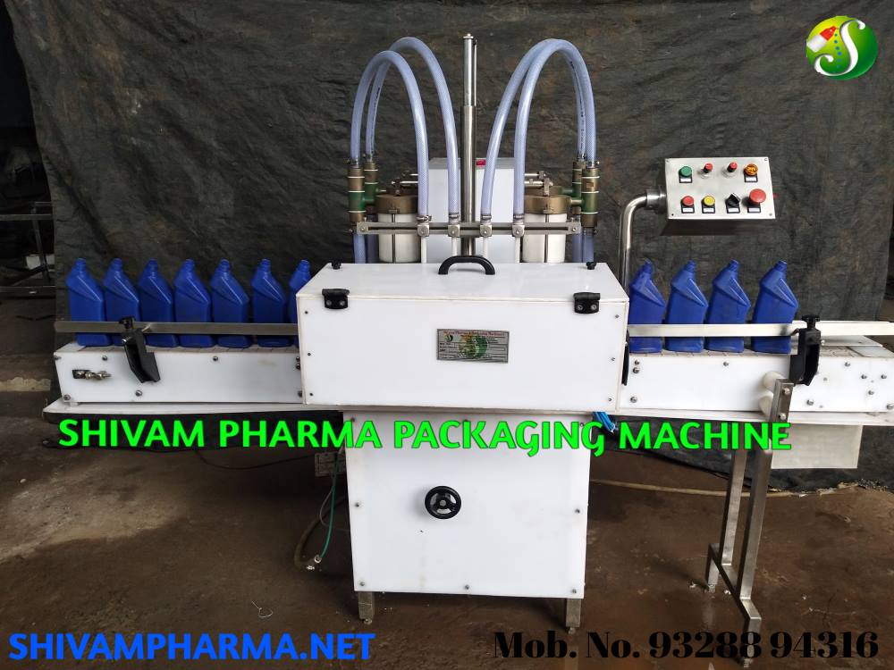 Angled neck toilet cleaner bottles on the conveyor